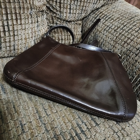 Vintage Monsac Leather Crossbody Bag Original Brown Purse Zip Top Clean - Picture 11 of 11